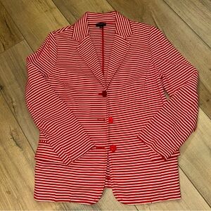 Talbots Blazer Red White Striped Parisian Venitian Nautical Travel Light Women M